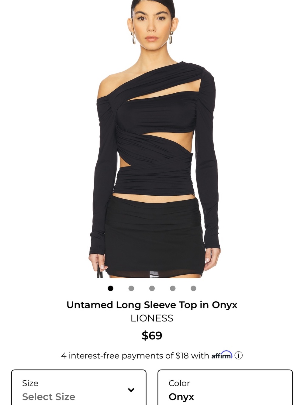 Lioness Black Asymmetric Cutout Long Sleeve Dress